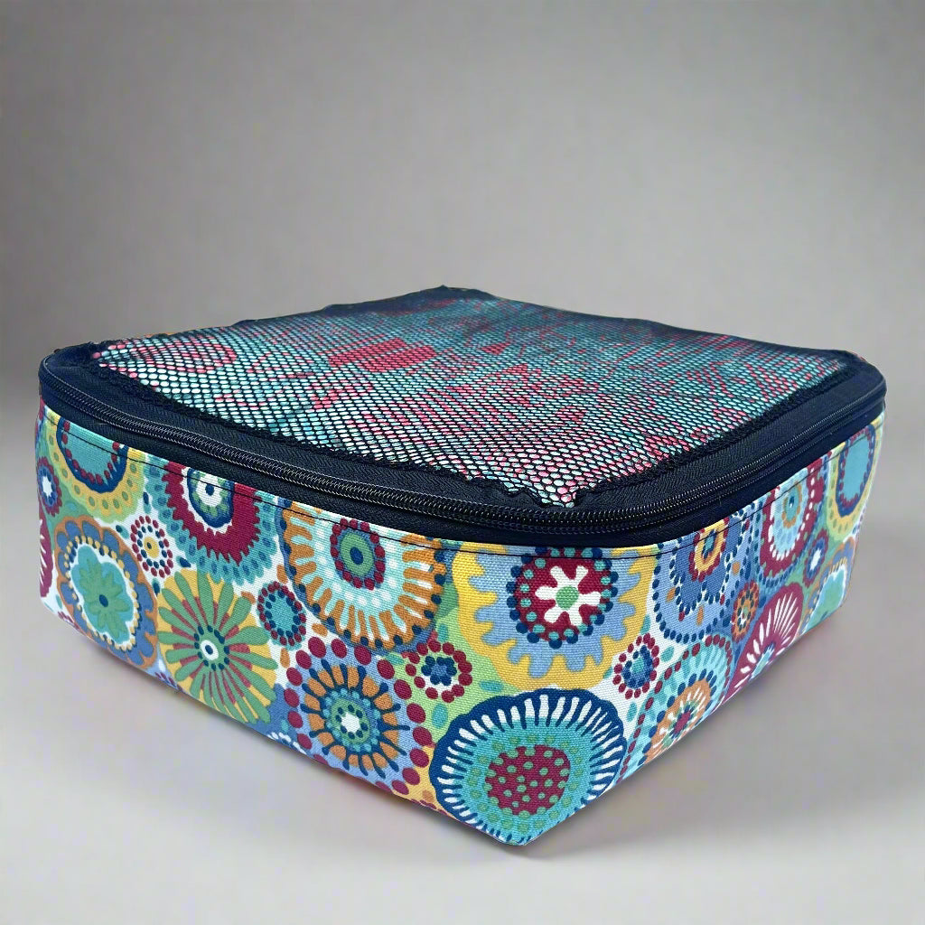 Packing cube sewing kit - red daisy cube
