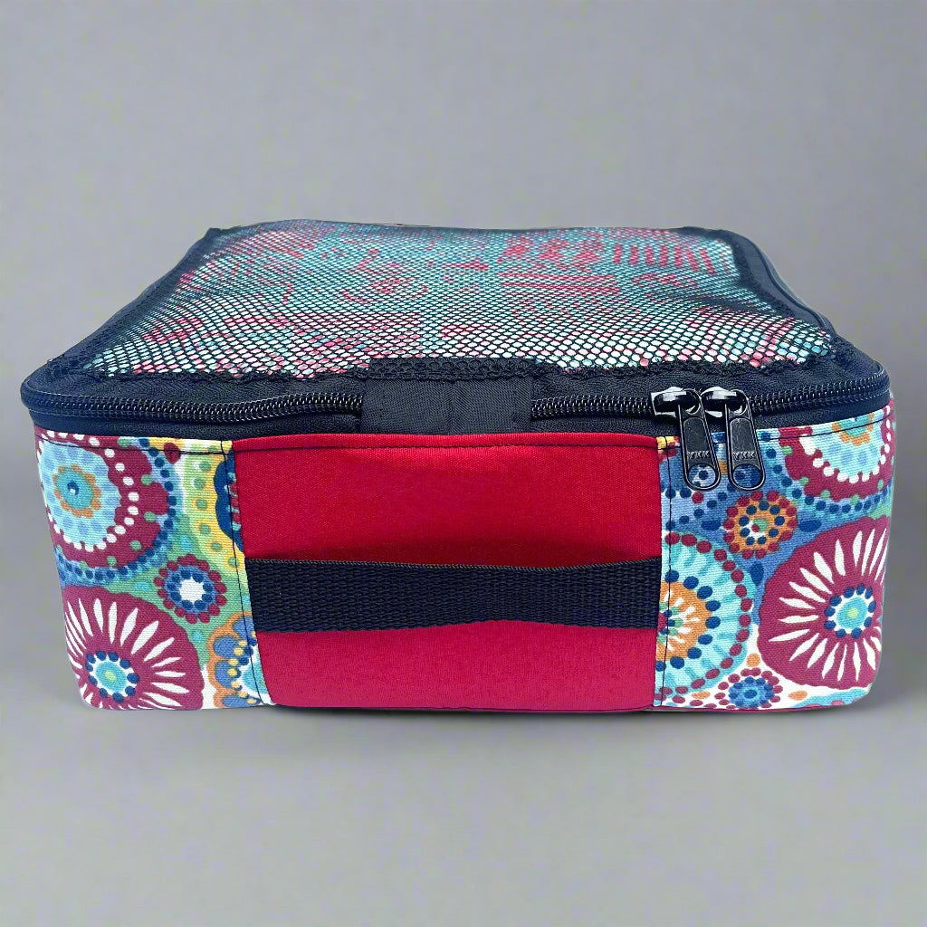 Packing cube sewing kit - red daisy cube