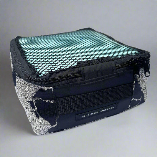 Packing cube sewing kit - black & white marble cube