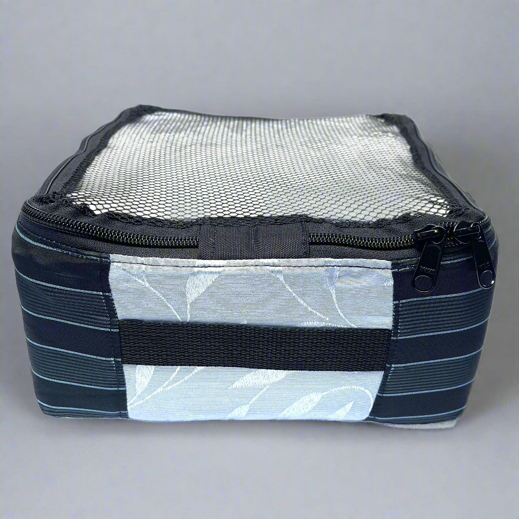 Packing cube sewing kit - navy & light blue striped cube