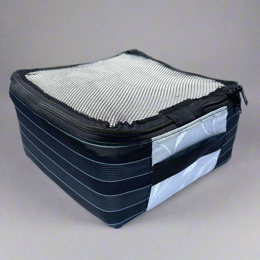 Packing cube sewing kit - navy & light blue striped cube
