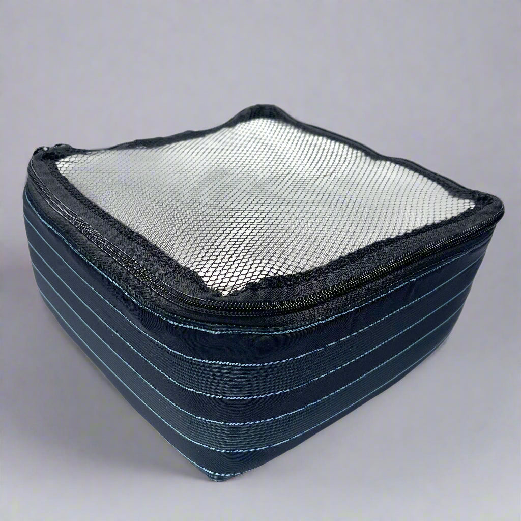 Packing cube sewing kit - navy & light blue striped cube