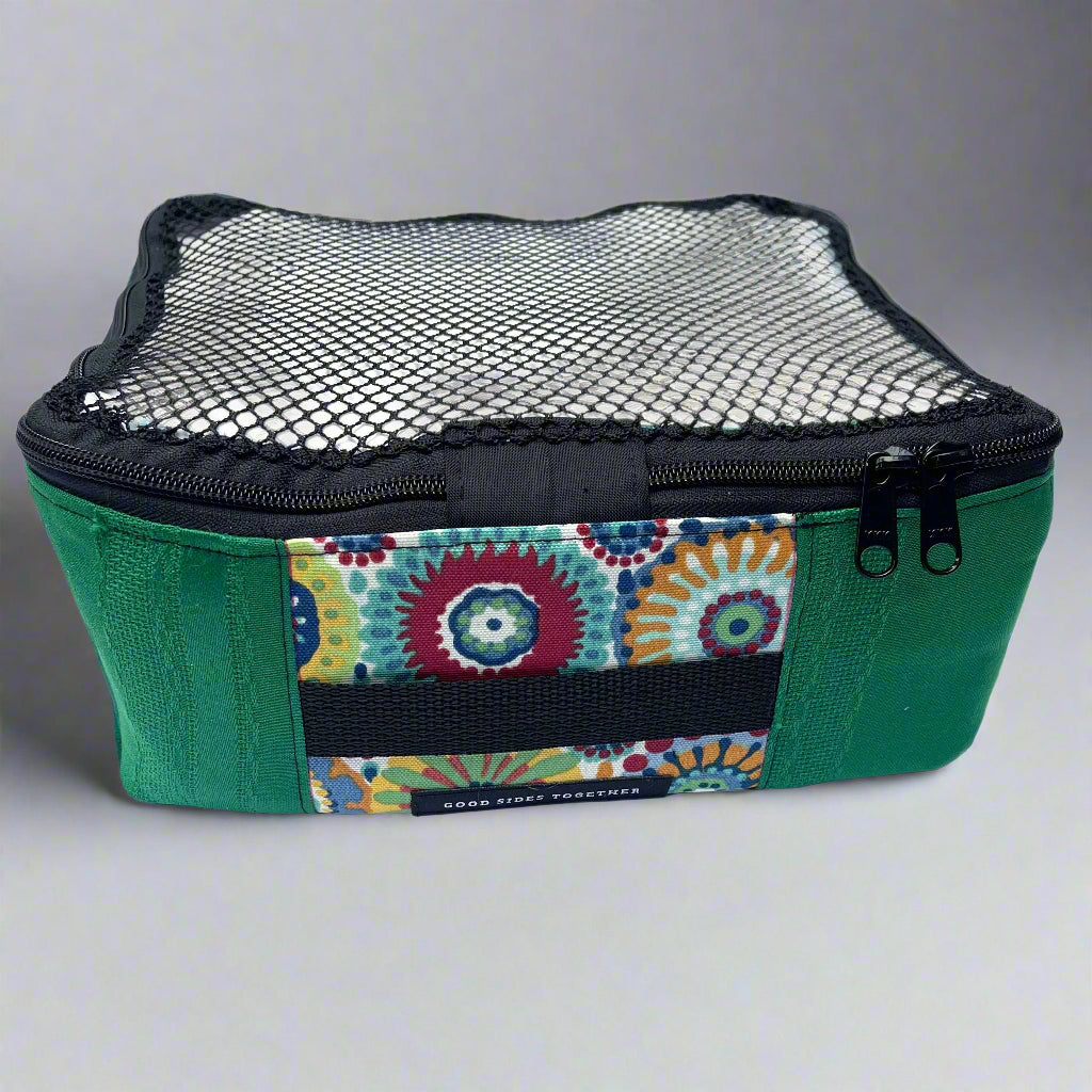 Packing cube sewing kit - hunter green & daisy cube