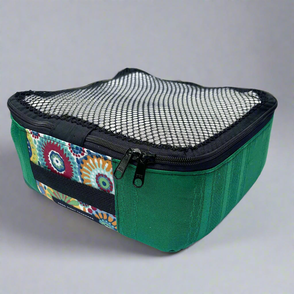 Packing cube sewing kit - hunter green & daisy cube